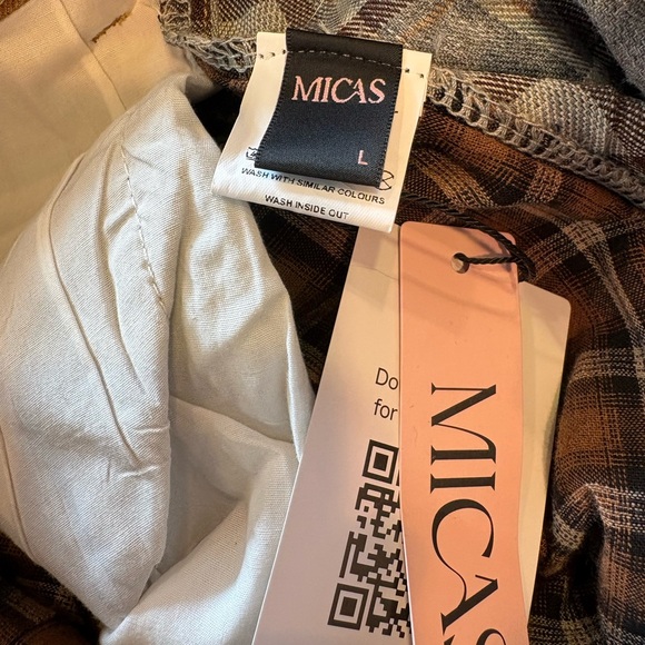 MICAS Western Patchwork Plaid Hi-Lo Skirt Raw Hem Boho Prairie Size L - Picture 10 of 10